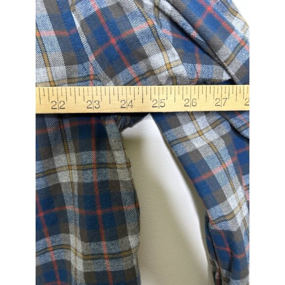 Duluth Trading Cobalt Blue & White Plaid Button Up Flannel Shirt Mens Size XL - Picture 7 of 9